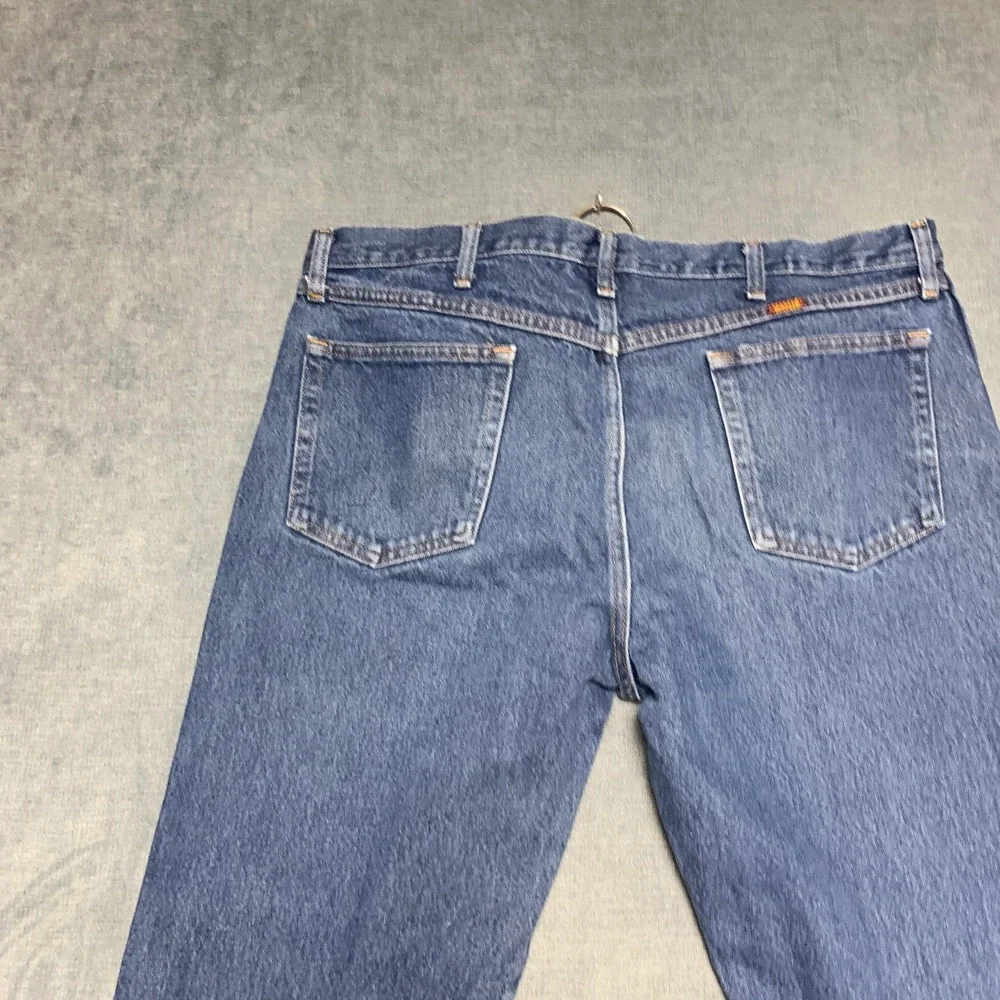Rustler Jeans Mens 38x29 Blue Denim Relaxed Fit Faded Medium Wash Straight Leg